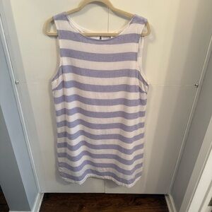 Beachlunchlounge blue and white lightweight linen-cotton striped shift dress